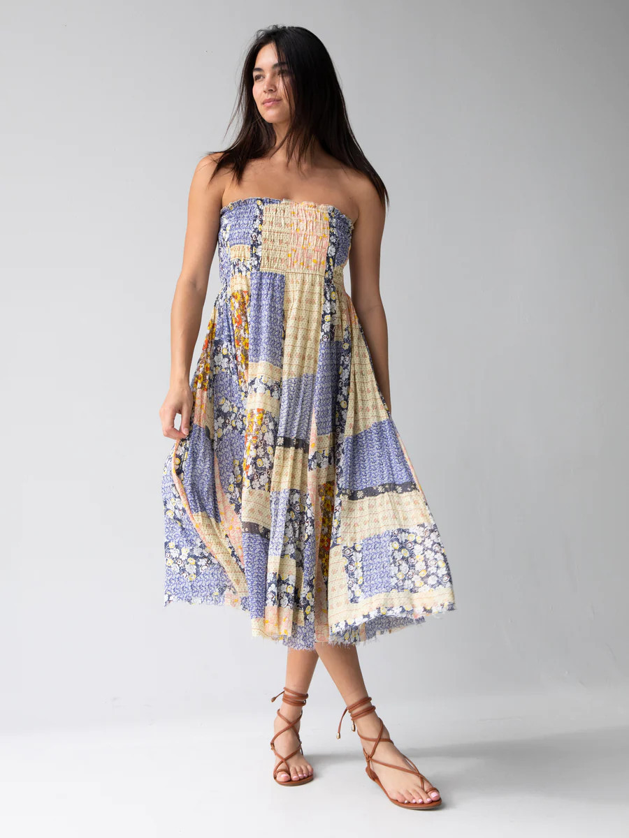 Laurel Convertible Skirt - Blue Patchwork | Natural Life