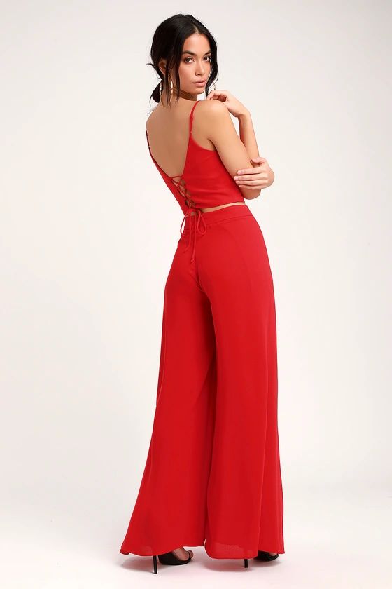 Out Tonight Red Two-Piece Jumpsuit | Lulus