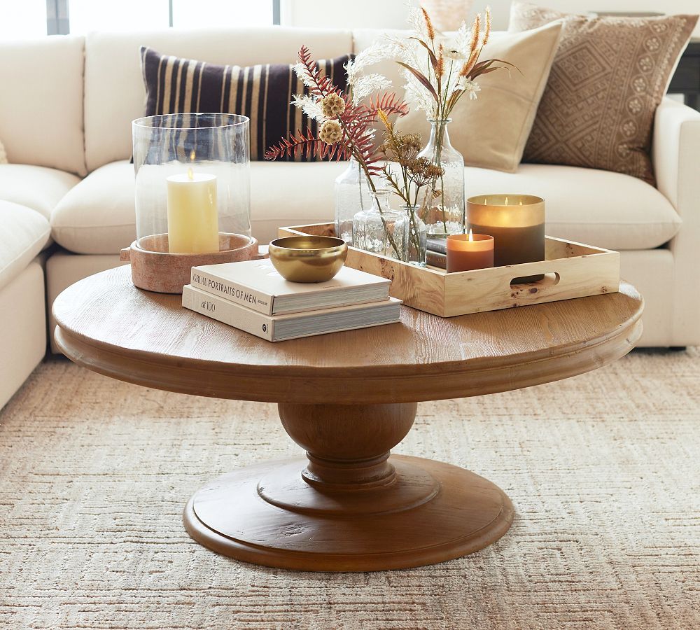 Heritage Farmhouse Reclaimed Wood Round Coffee Table | Pottery Barn (US)