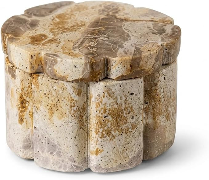 Elanze Designs Leopard Marble Scallop Pinch Pot, Decorative Marble Trinket Box with Lid, Small 4 ... | Amazon (US)