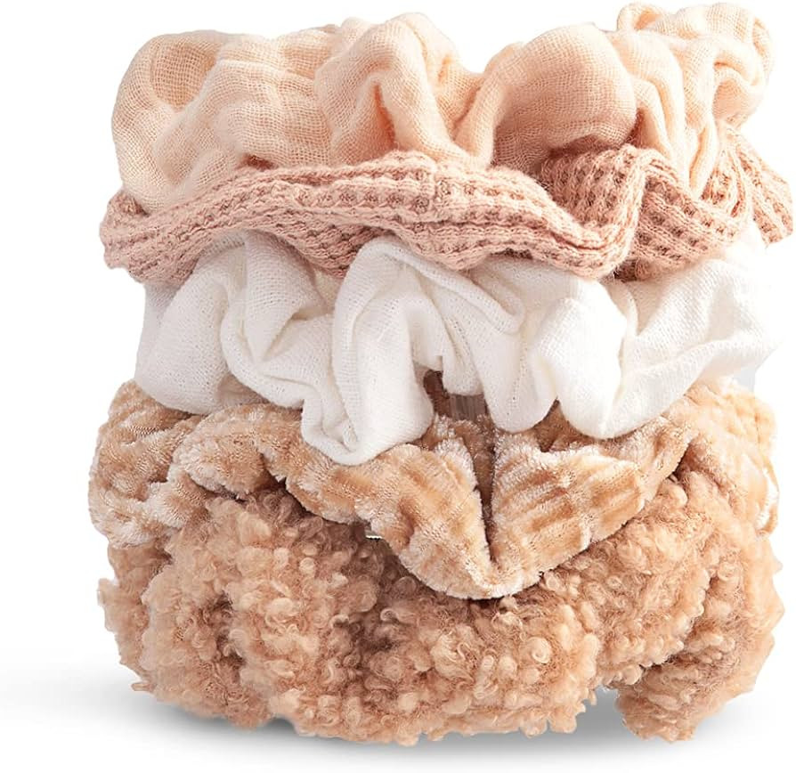 Kitsch Scrunchies for Women's Hair - Textured & Soft Hair Scrunchies | Large Hair Ties for Women ... | Amazon (US)