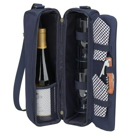Picnic At Ascot Classic Sunset Depinot Wine Carrier for Two in Navy | Walmart (US)