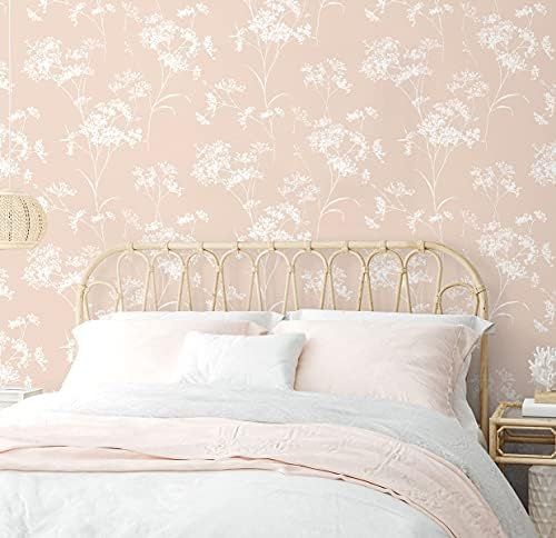 Lillian August Luxe Haven Floral Mist Peel and Stick Wallpaper (Peach Petal) | Amazon (US)