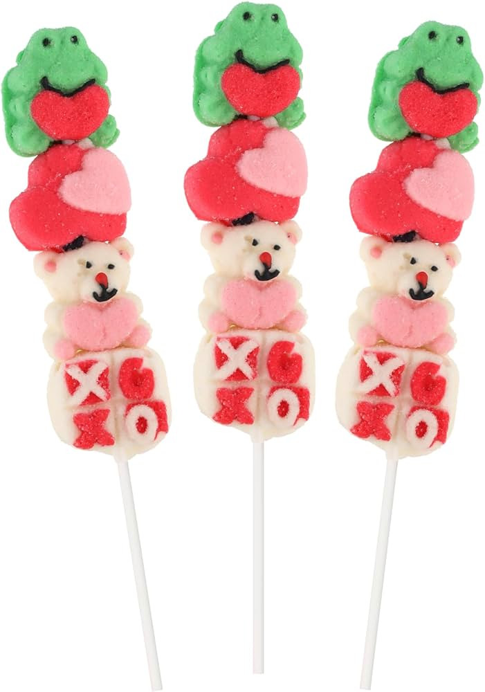 Valentine's Day Marshmallow Kabobs, Cute Love Shaped Candy Skewers for Kids Classroom Parties, Pa... | Amazon (US)