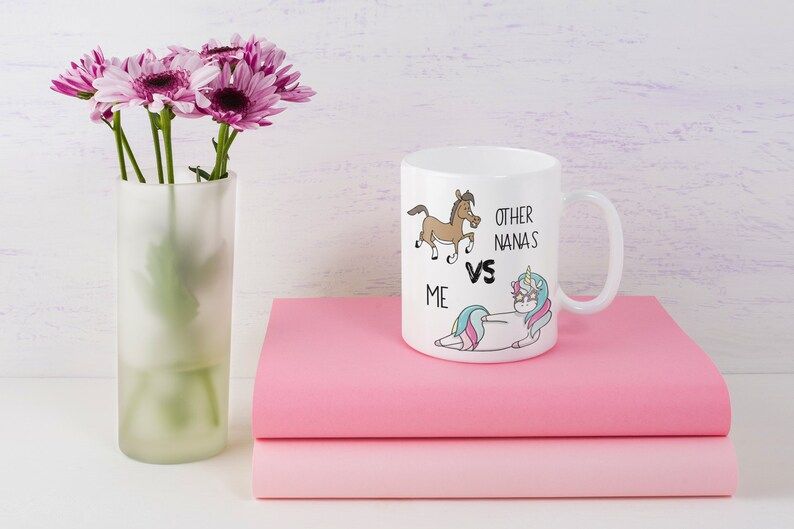 Other nanas and me unicorn white mug or tea cup, fun coffee mugs for nana, unicorn mug gift for n... | Etsy (US)