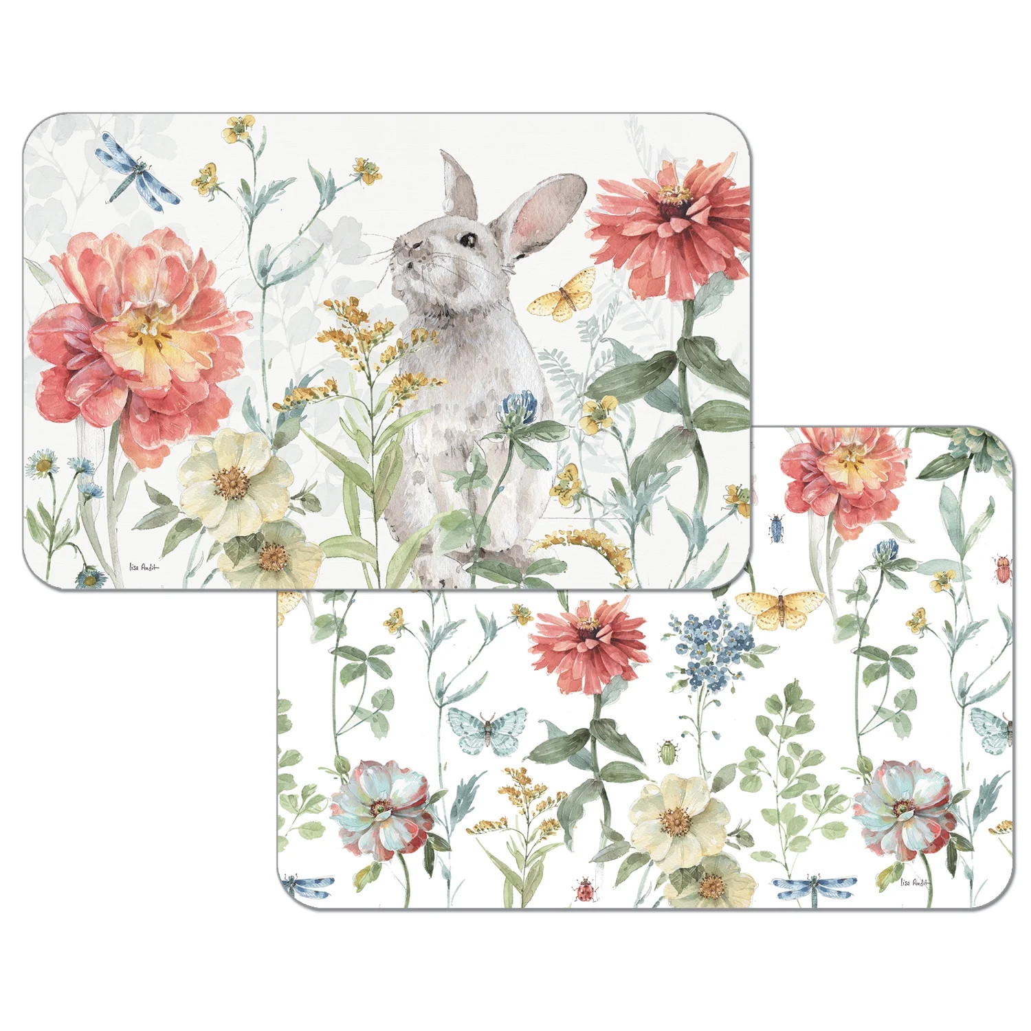 CounterArt "Spring Meadow Bunny" Reversible Rectangular Easy Care Tabletop Placemat, 4 Pack, Made... | Walmart (US)