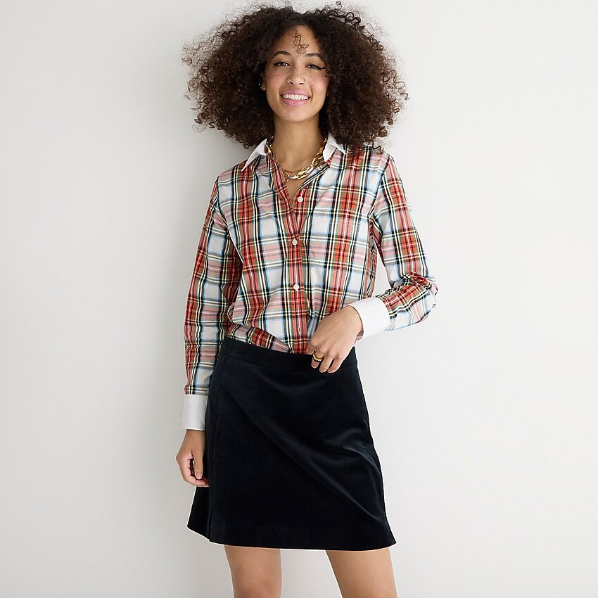 Classic-fit cotton poplin shirt in Snowy Stewart tartan | J. Crew US