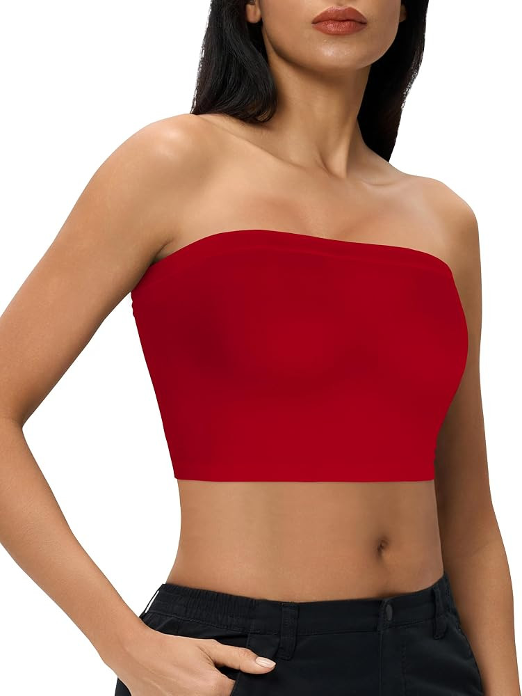 Amazon.com: Tube Tops for Women Summer Crop Top Basic Casual Bandeau Going Out Strapless Short Sh... | Amazon (US)