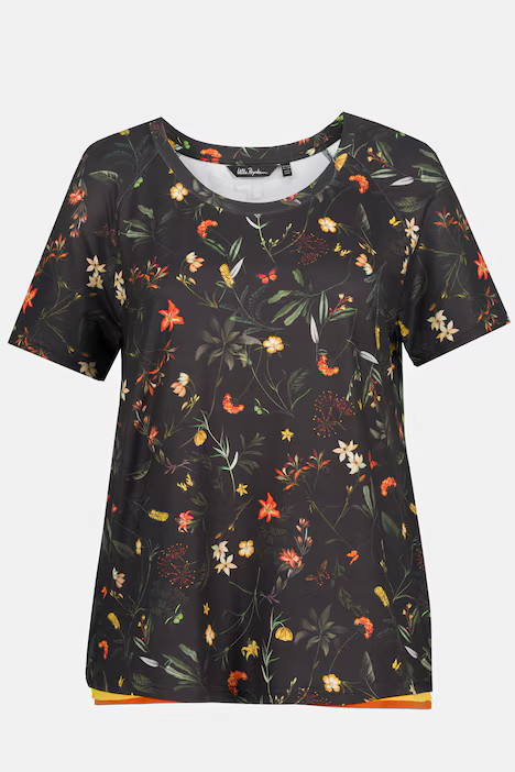 Floral Layer Look Round Neck Recycled Stretch Knit Top | T-Shirts | Knit Tops & Tees | Ulla Popken - US & CA