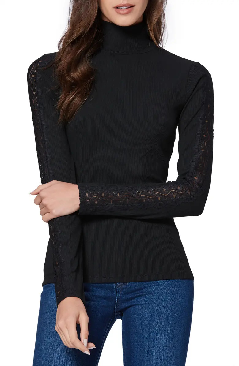 Denver Lace Inset Turtleneck Top | Nordstrom