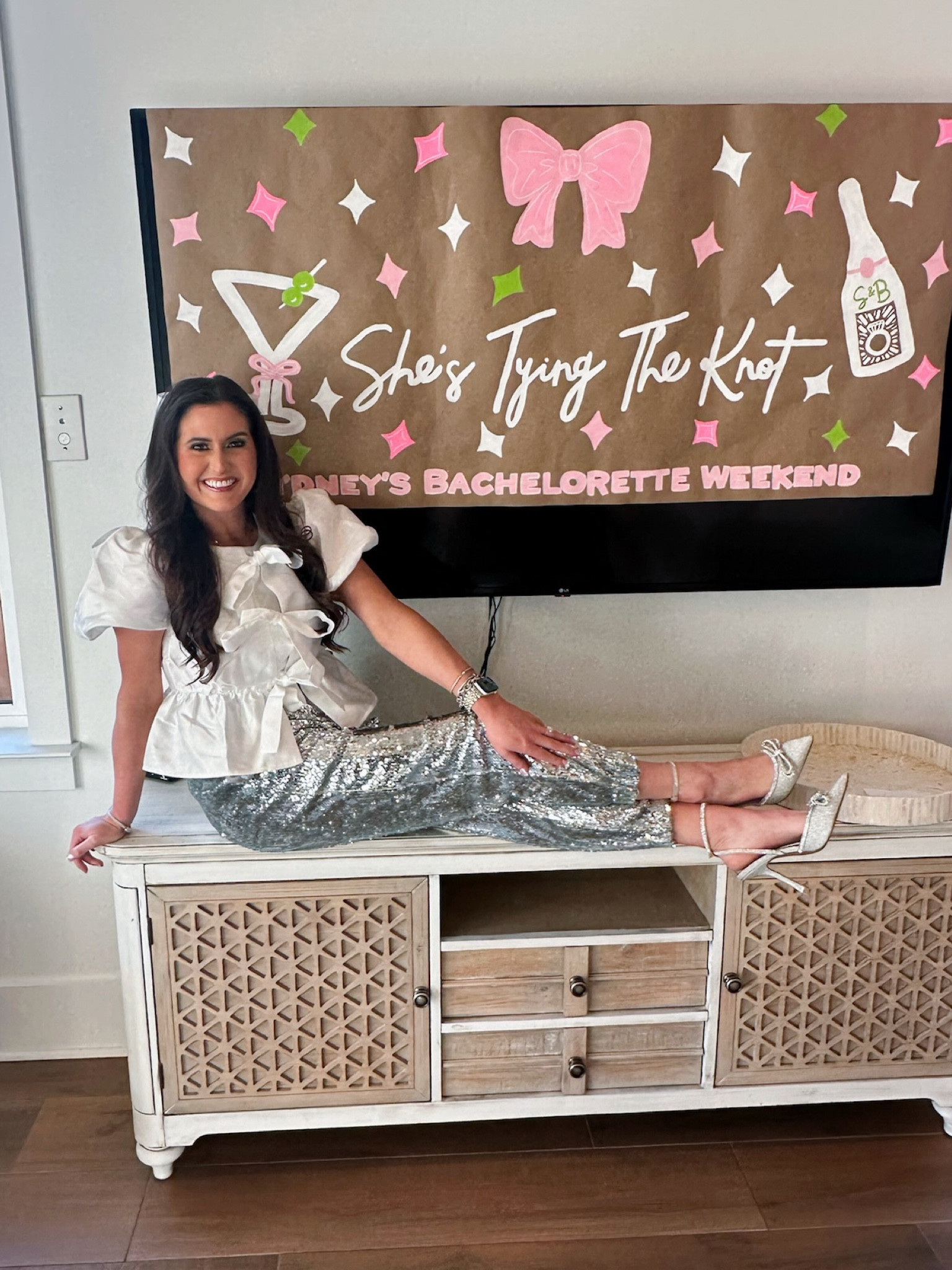 Bachelorette Outfit 🪩🤍

Night one fit of my bachelorette weekend. I sized up half a size in the heels. Size down in the sequin pants. 💍 

#bridal #bachelorette #vacation #wedding #shower 

#LTKStyleTip #LTKShoeCrush #LTKWedding