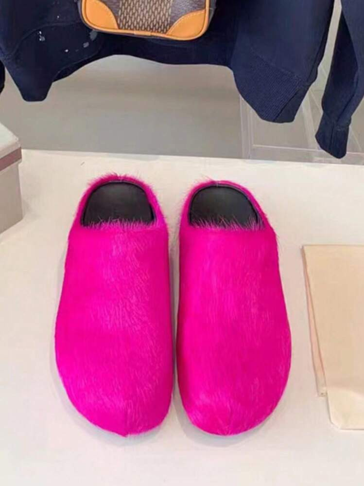 TrendsNew Style Furry Slippers With Closed Toe, Thick Platform Outdoor/Indoor Slip-On Shoes For A... | SHEIN