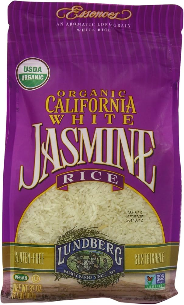 Lundberg Family Farms Organic Jasmine Rice, California White, 32 Ounce | Amazon (US)