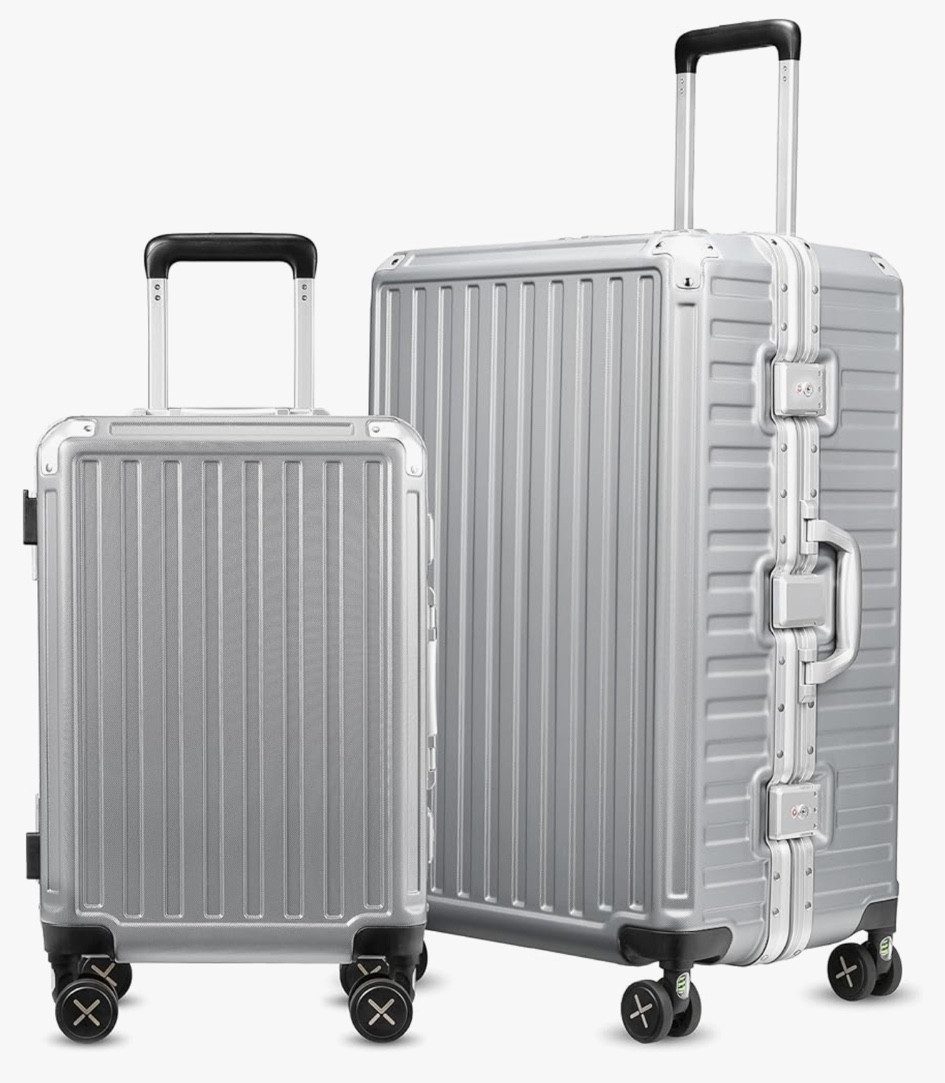 LUGGEX Zipperless Luggage with Spinner Wheels - Polycarbonate Aluminum Hard Shell Suitcase, 2-Piece Set (20/28)