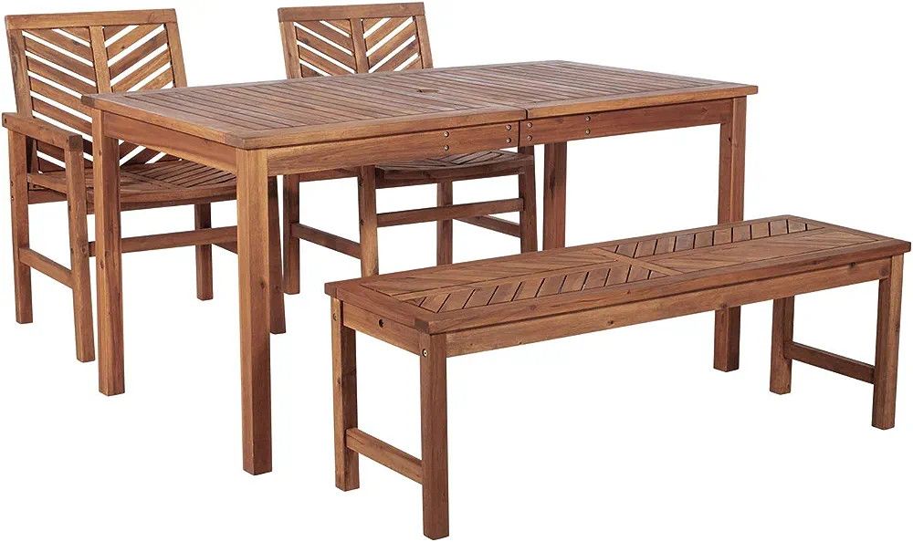  Chevron Patio Furniture Dining Set Table Chairs Bench All Wea... | Amazon (US)