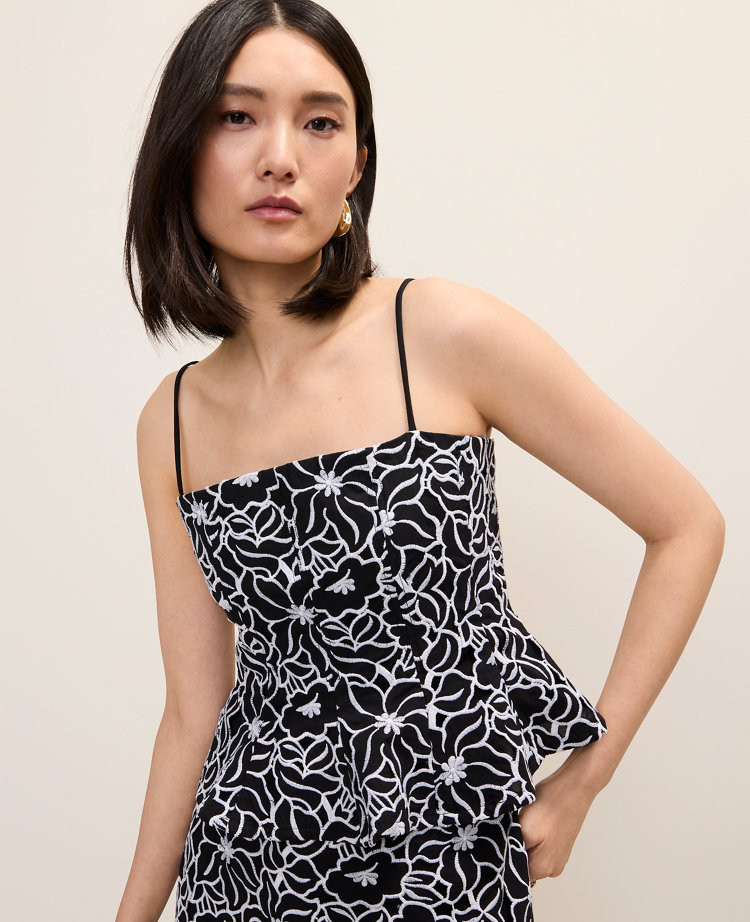 Embroidered Peplum Top | Ann Taylor