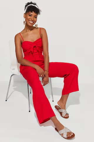 Bec Pom Trim Jumpsuit | Francesca's