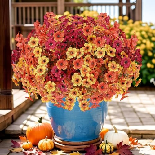 Artificial Flowers Fake Plants for Outdoors Spring Decoration, 13 Bundles Silk Realistic UV Resis... | Amazon (US)