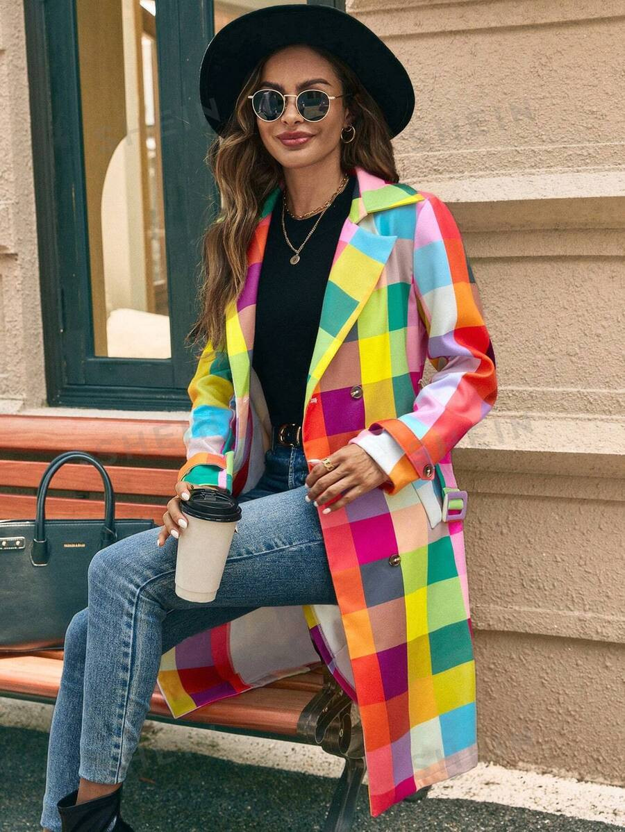 SHEIN Clasi Women's Lapel Neck Button Front Long Sleeve Pocket Jacket, Casual Daily Wear | SHEIN