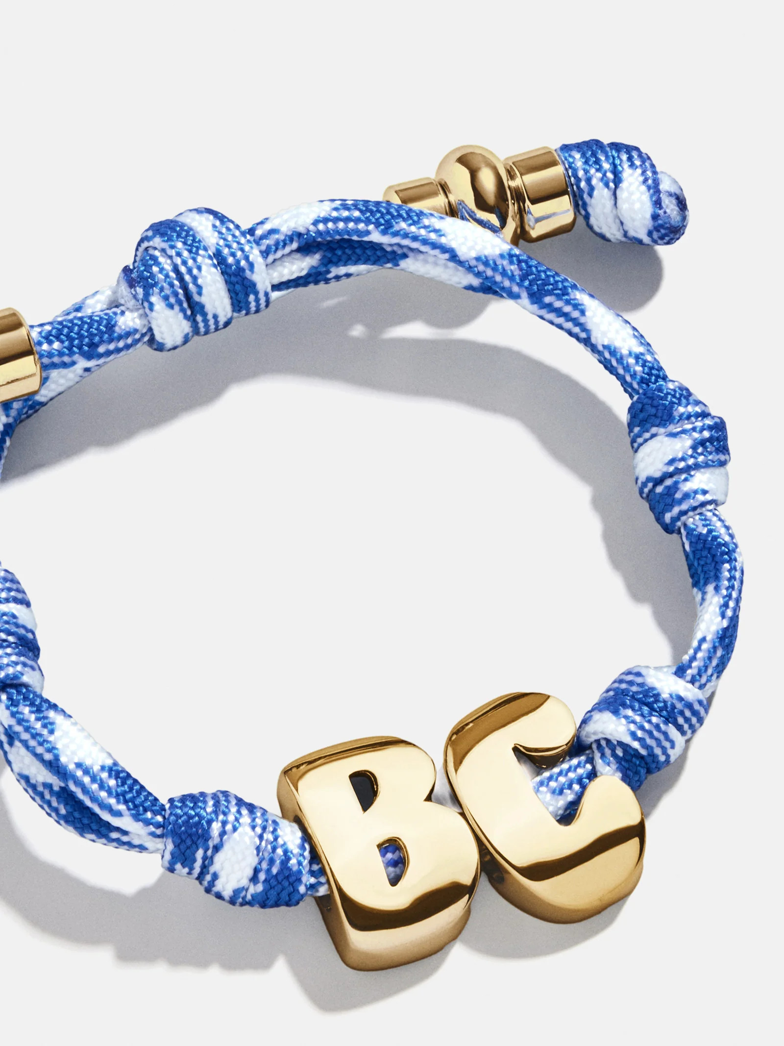 Knotty Initial Custom Bracelet - Royal Blue/White Double Letters | BaubleBar