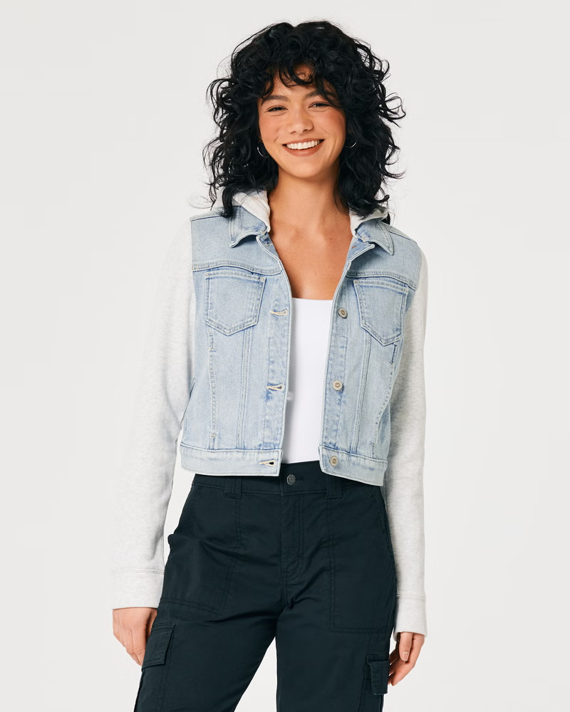 Crop Denim Hoodie Jacket | Hollister (US)