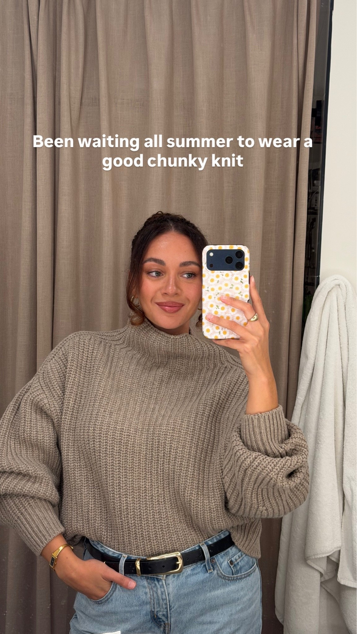 The perfect chunky knit sweater for fall! Wearing a medium