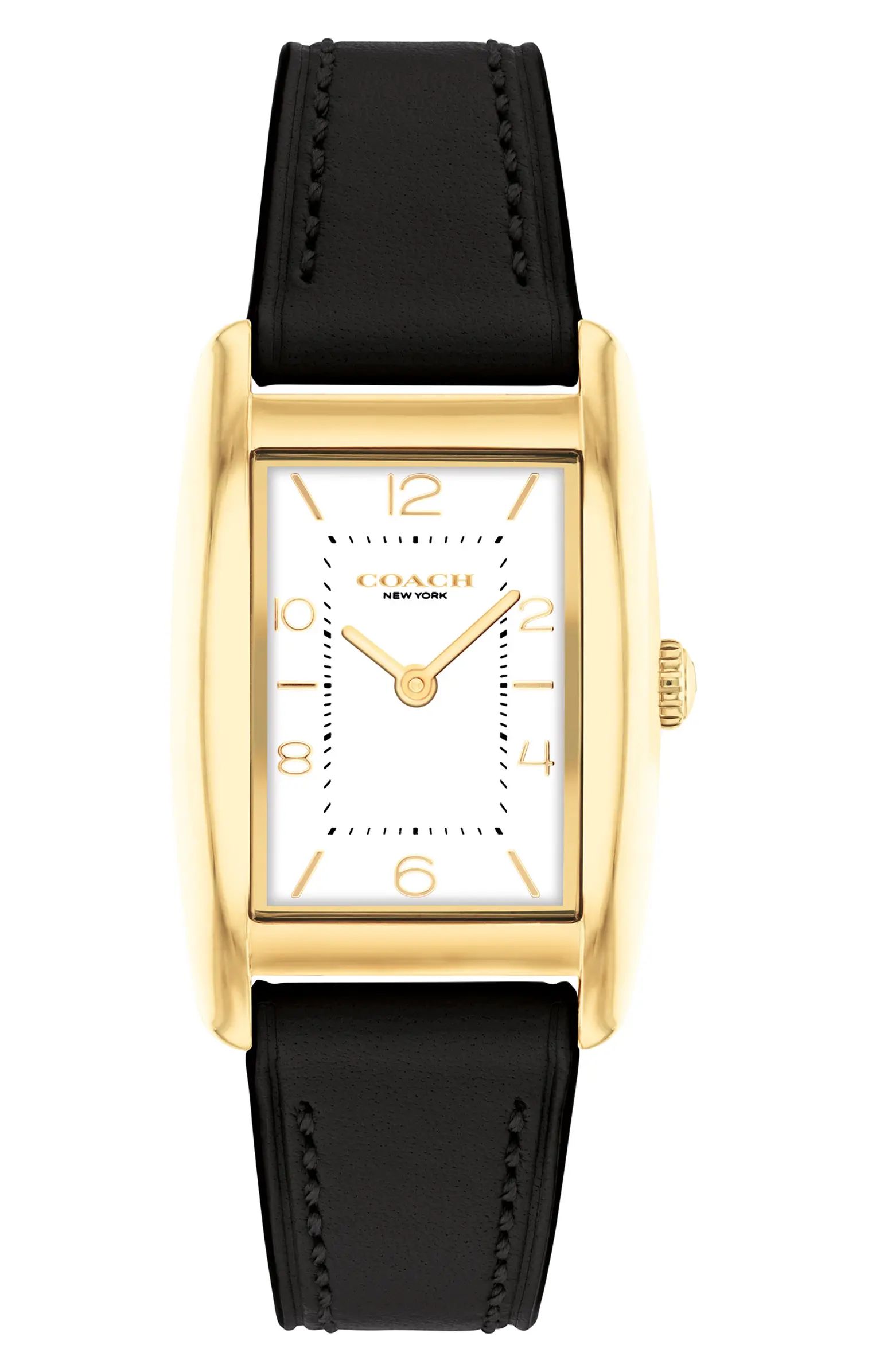 Reese Rectangular Leather Strap Watch, 24mm | Nordstrom