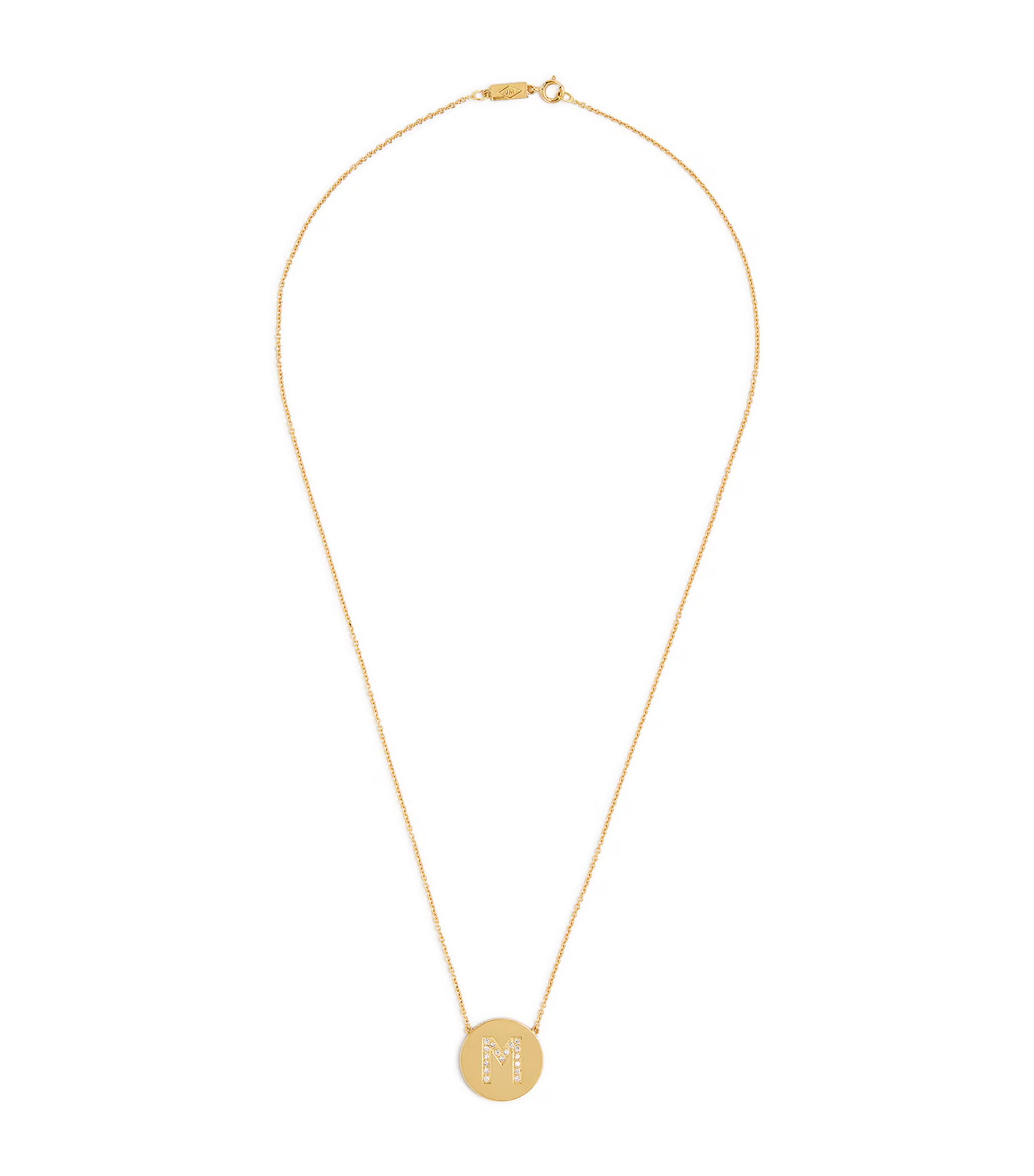 Jennifer Meyer Yellow Gold and Diamond M Initial Necklace | Harrods (US)