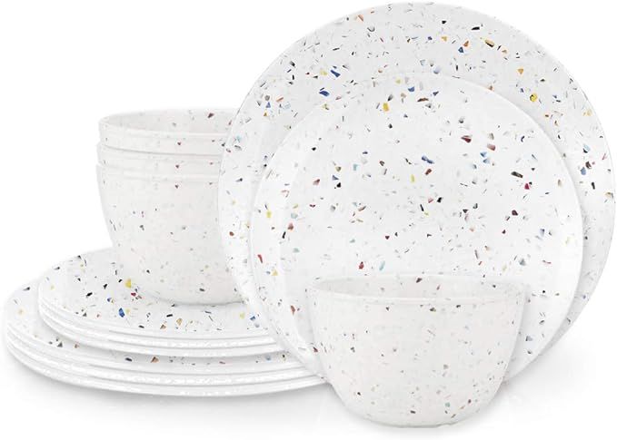 Zak Designs Confetti Melamine Dinnerware 12 Piece Set Service for 4 Includes Dinner Plates, Salad... | Amazon (US)