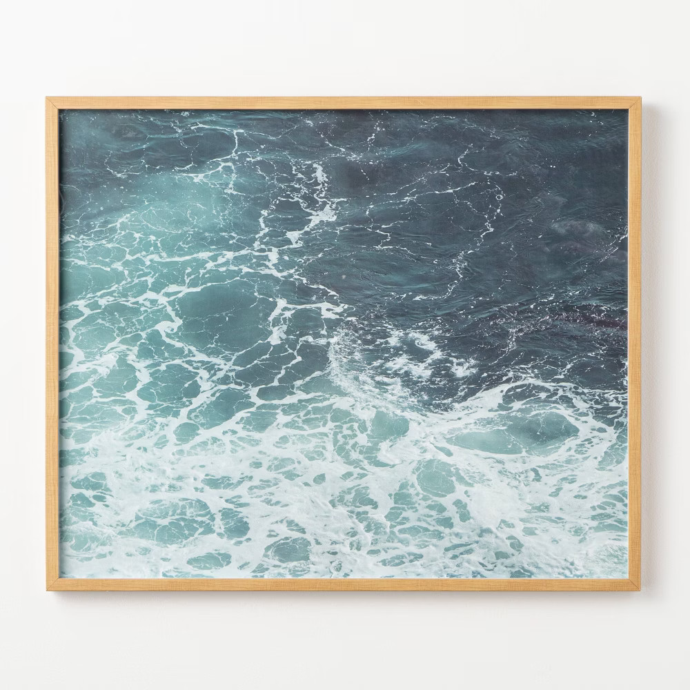 30" x 36" Ocean Wave Light Wood Frame Under Glass No Mat - Threshold™ designed with Studio McGee | Target