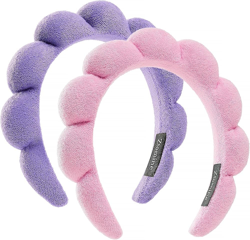 Spa Facial Headbands Combo Pack - 2 Terry Cloth Makeup Headbands for Face Washing, Masks, and Ski... | Amazon (US)