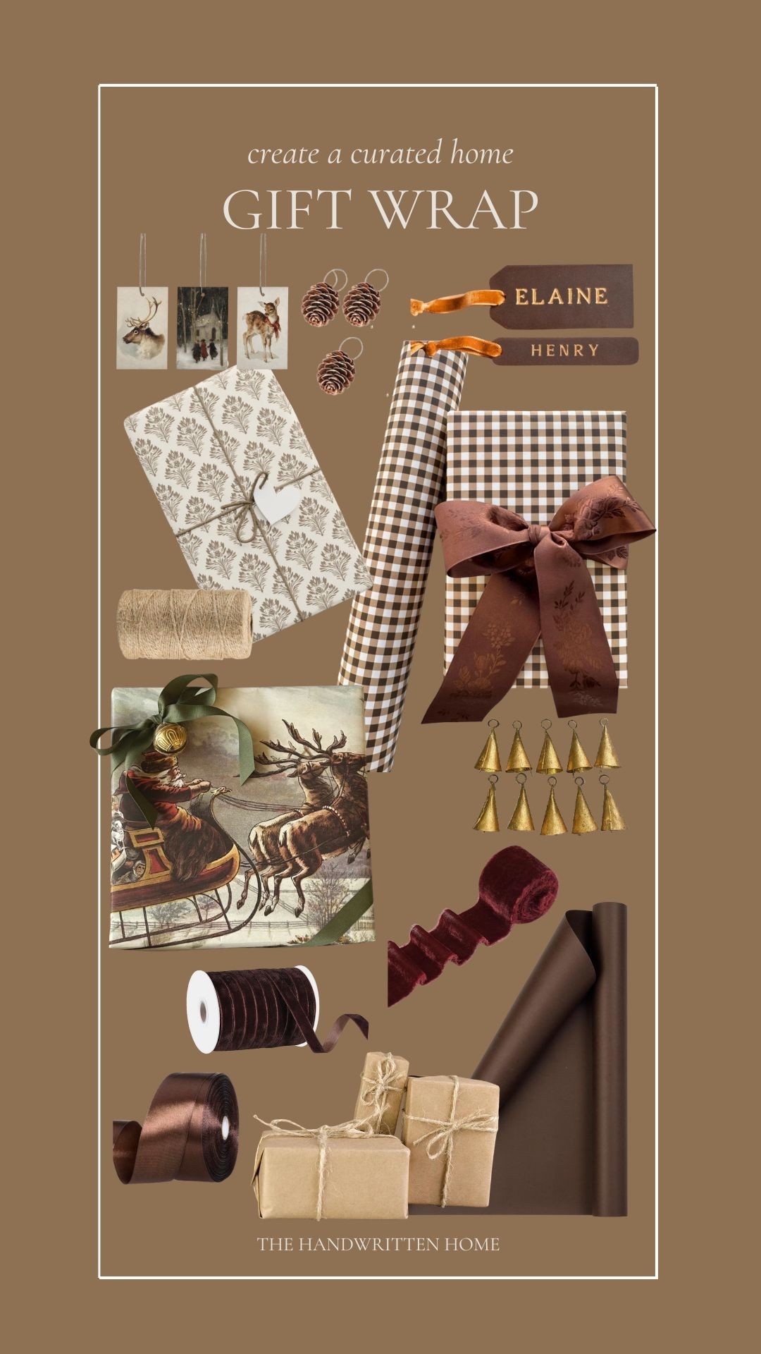 Brown, burgundy, bows and brass. Living this year’s color combo!

Vintage Santa wrapping paper, brown gingham wrapping paper, burgundy silk velvet ribbon, vintage brass bells gift topper

#LTKHoliday #LTKHome #LTKGiftGuide