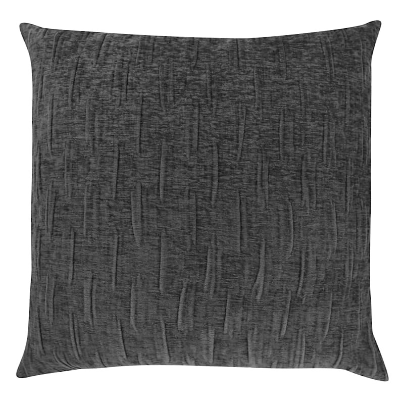 Charcoal Grey Diamond Dash Chenille Throw Pillow, 18" | At Home