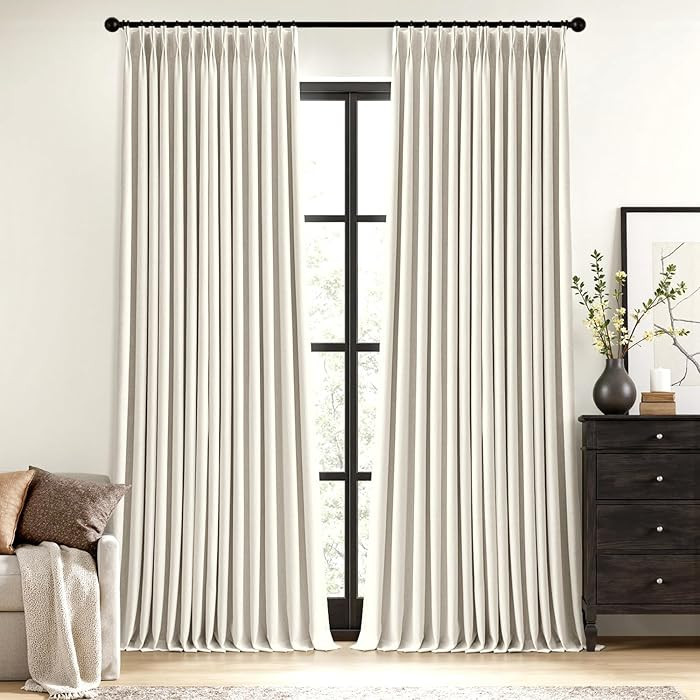 MIULEE Natural Pinch Pleated 100% Blackout Linen Curtains for Bedroom, Room Darkening Light Block... | Amazon (US)