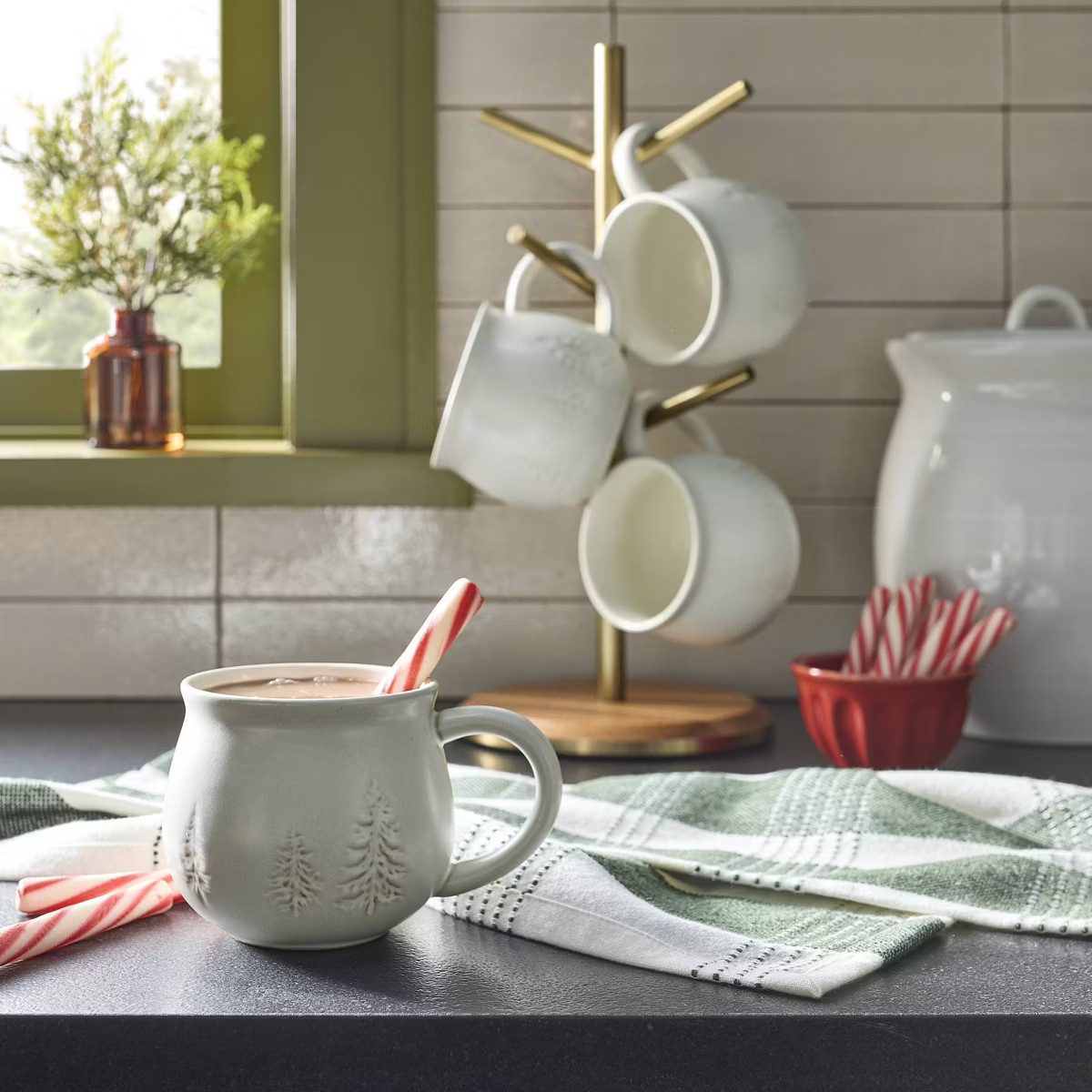14oz Christmas Trees Stoneware Mug Cream - Hearth & Hand™ with Magnolia | Target
