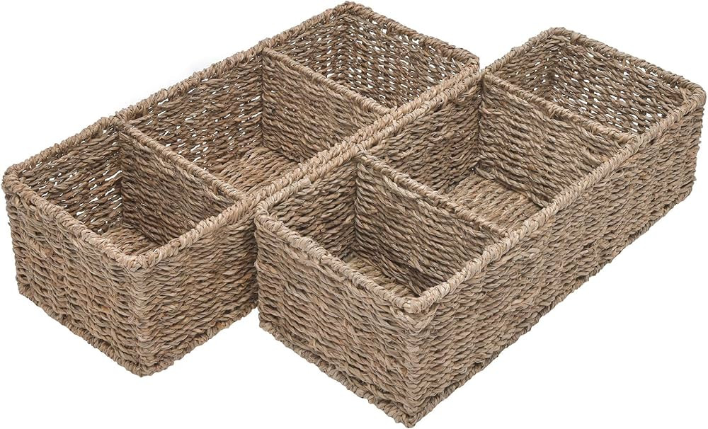 StorageWorks Wicker Toilet Basket Tank Topper, Toilet Paper Basket for Back of Toilet Tank Top, 3... | Amazon (US)