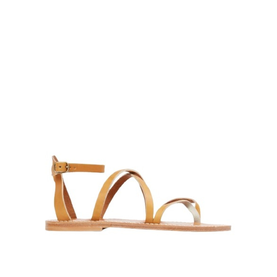 K Jacques Ladies Brown Epicure Flat Leather Sandals | Jomashop.com & JomaDeals.com