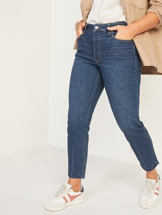 High-Waisted Button-Fly O.G. Straight Cut-Off Jeans for Women | Old Navy (US)