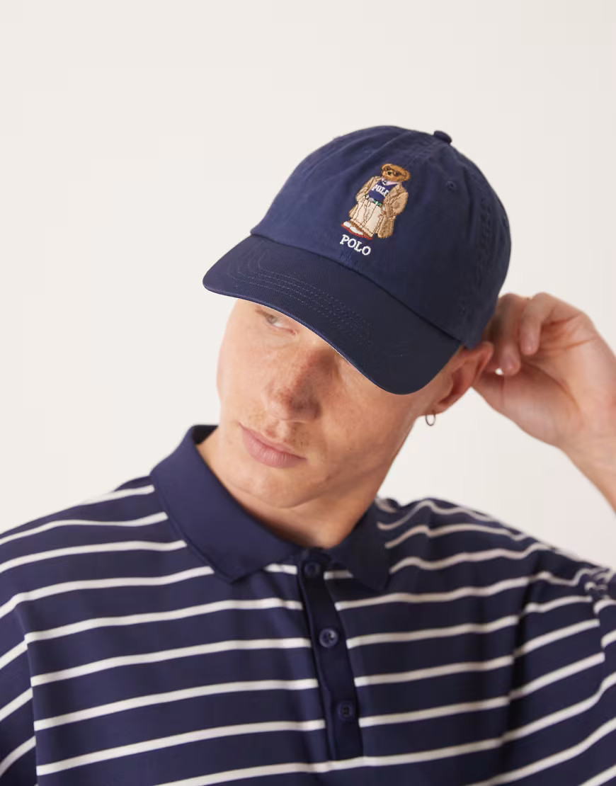 Polo Ralph Lauren heritage bear logo twill baseball cap in navy | ASOS (Global)