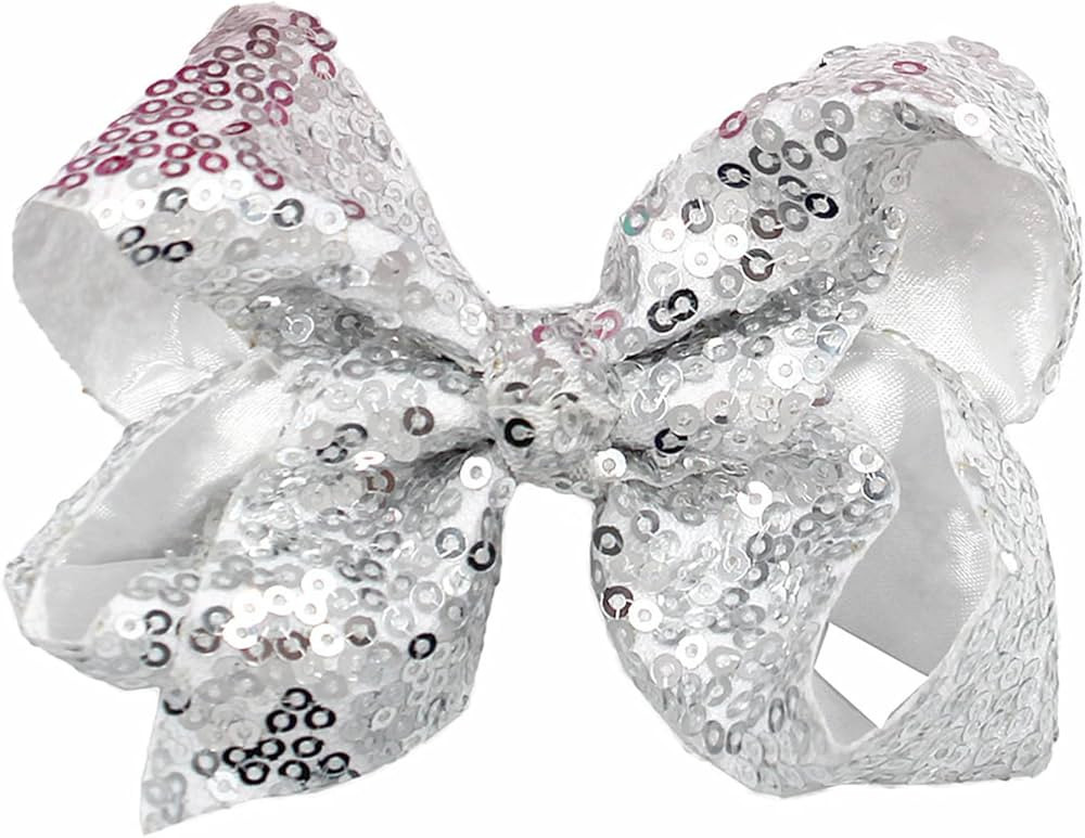 Xansema Hair Bows for Girls, 4 Inches Sequins Bows Alligator Hair Clip Hair Barrettes Accessories... | Amazon (US)