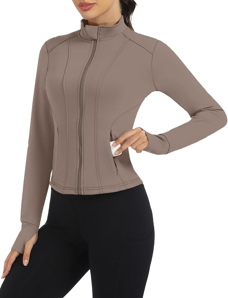 Loovoo Women's Workout Jacket Lightweight Zip Up Athletic Jackets Cropped Slim Fit Running Yoga T... | Amazon (US)