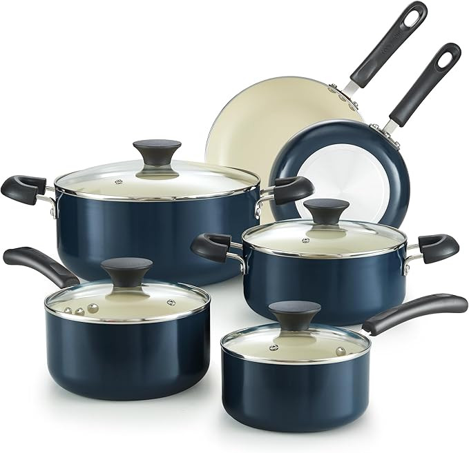 Cook N Home Basics Ceramic Nonstick Pots and Pans Cookware Set, Dutch Ovens and Saucepans with Gl... | Amazon (US)