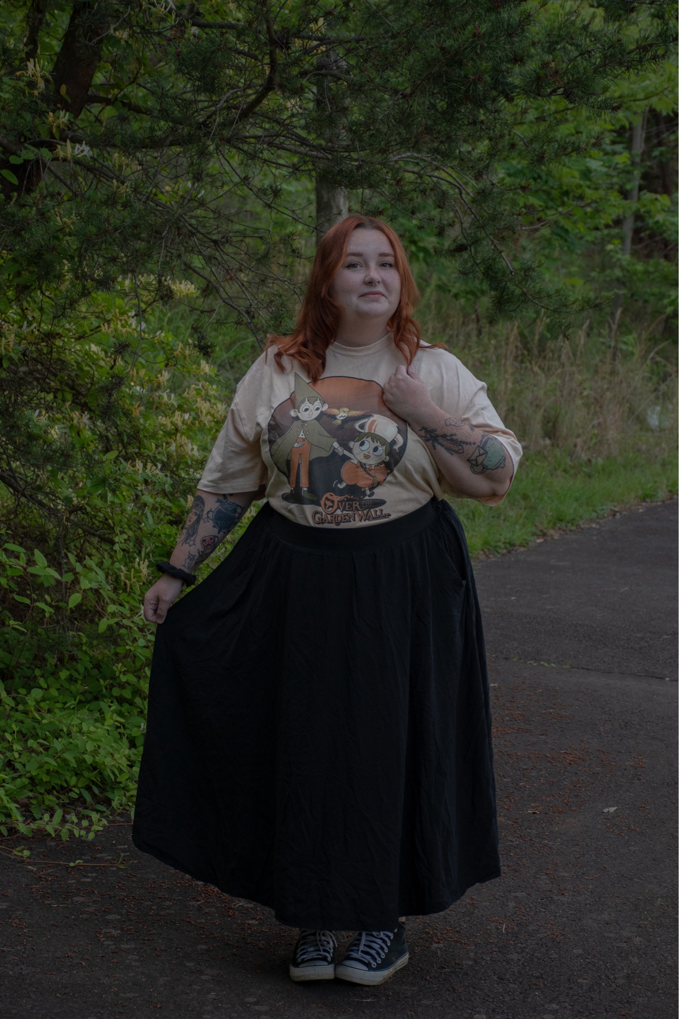 The coziest outfit that brings fall to summer for me 🍂🌞
I love over the garden wall so much, and a classic simple black maxi! 

#LTKStyleTip #LTKMidsize #LTKFindsUnder50