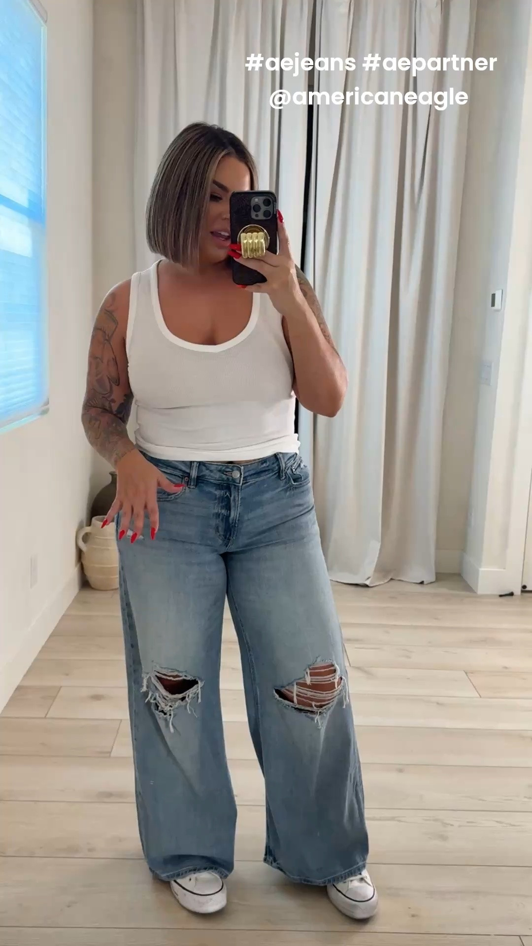 Jeans 12L 
Tank M 
@americaneagle #aejeans #aepartner 

Also linked other items I got .
Jackets L 
Sweats L 
Sweatshirt L 
NFL tank L 
Denim shirt xl