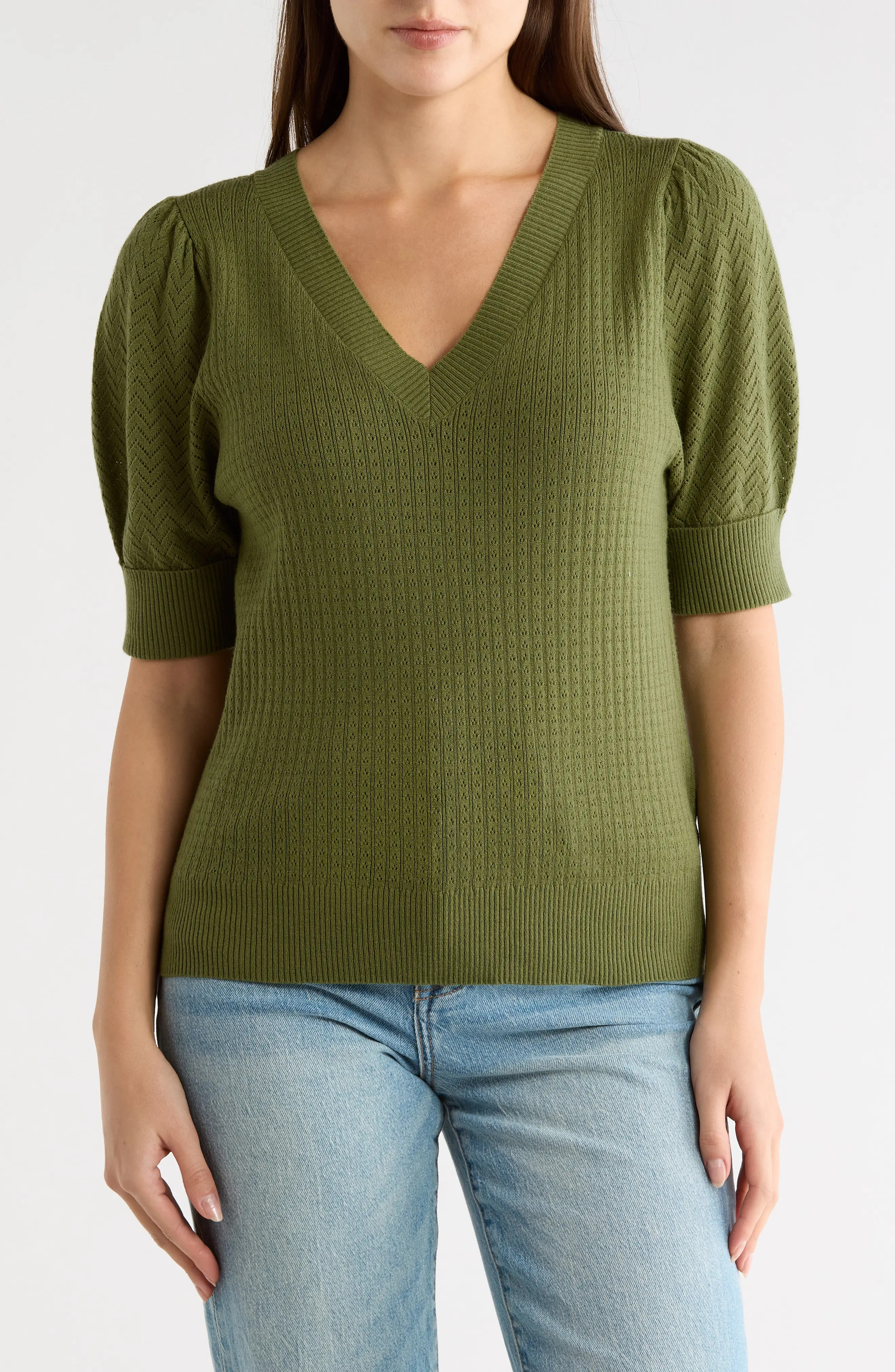 DR2 by Daniel Rainn Pointelle Stitch Sweater in P469 Baked Cinnamon at Nordstrom Rack, Size X-Large | Nordstrom Rack