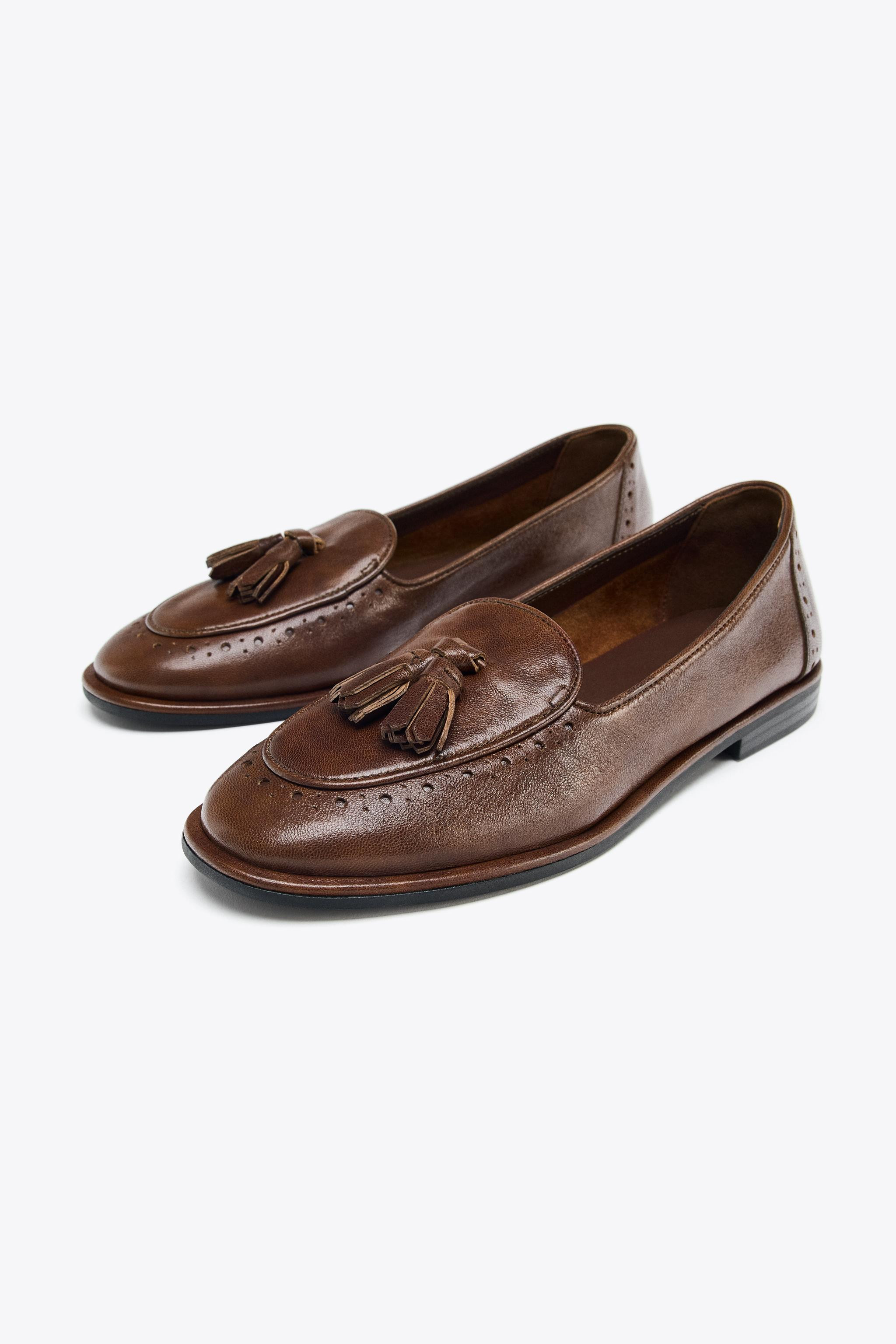 LEATHER TASSEL LOAFERS | Zara US