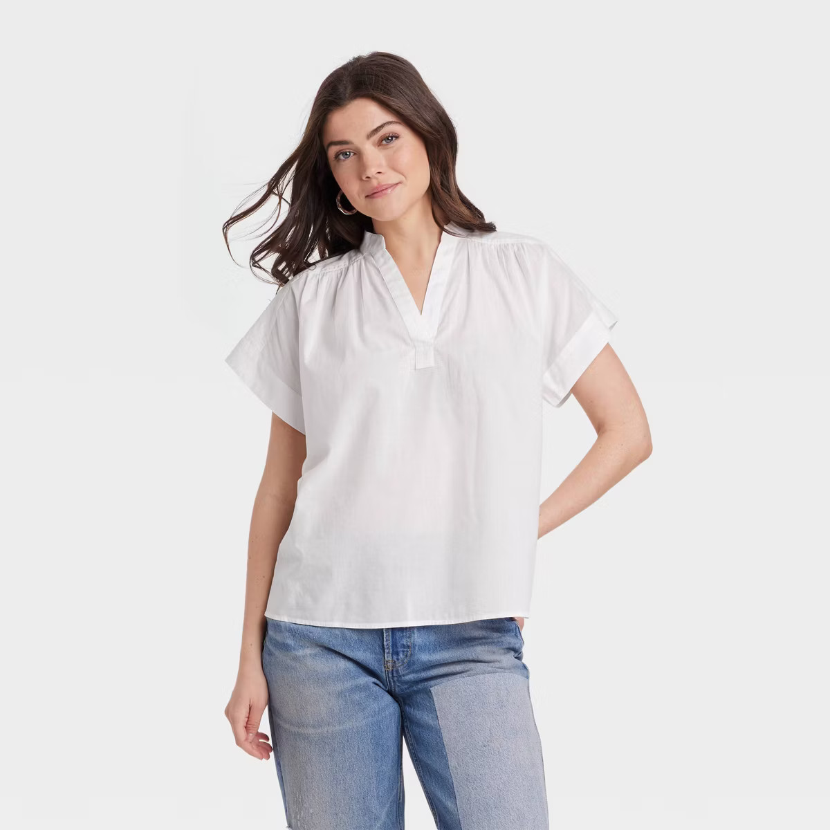 Women's Short Sleeve Flowy Popover Blouse - Universal Thread™ | Target
