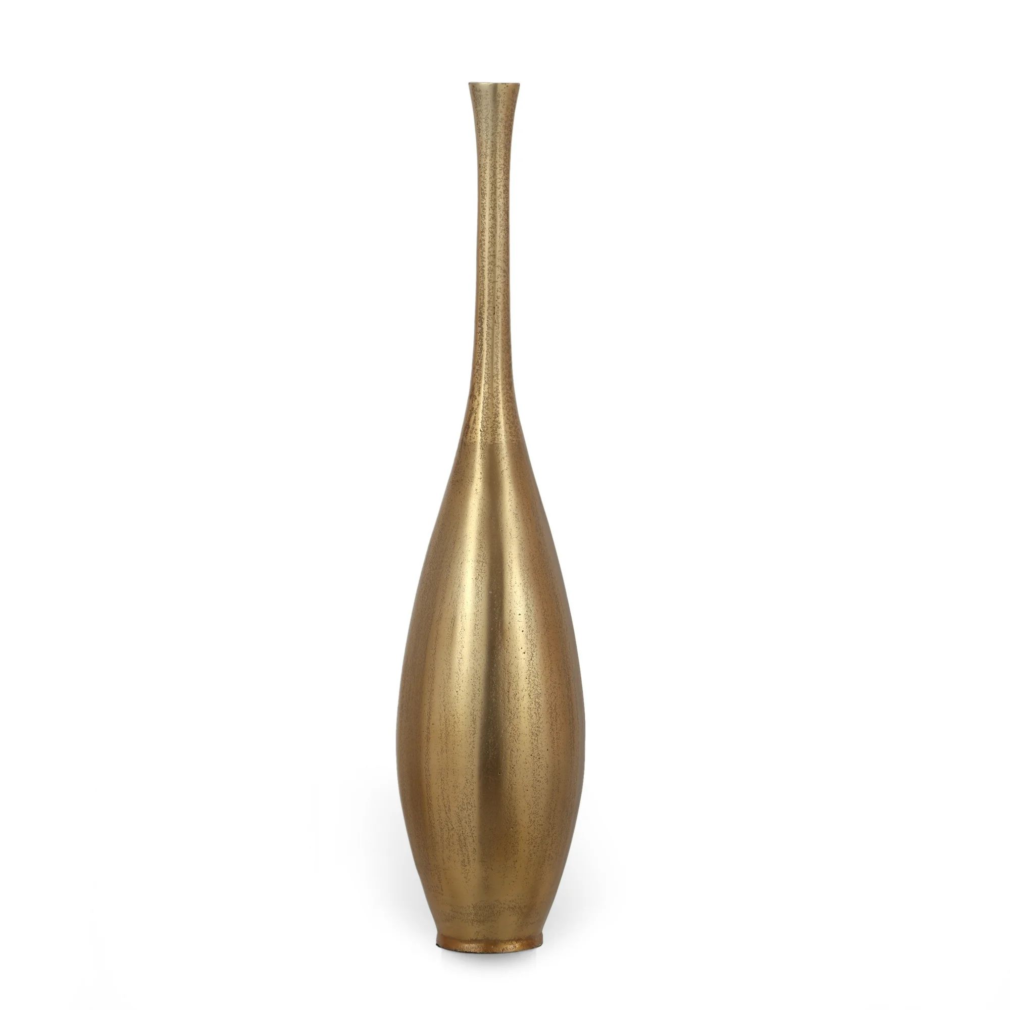 Elko Handcrafted Aluminum Large Decorative Bottle Vase, Raw Brass | Walmart (US)