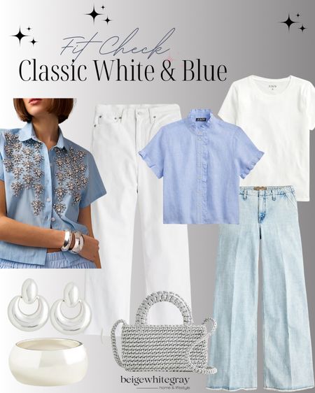 Fit check!! The classic white and blue!! Wide leg denim, wide leg white denim, classic silver, j.crew. Beigewhitegray,
Mariana 

#LTKSeasonal #LTKstyletip