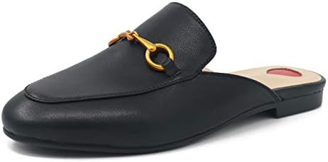 Mules for Women, Round Toe Backless Slip On Mule Flats Loafers Backless Faux Fur Slides Mules Sho... | Amazon (US)